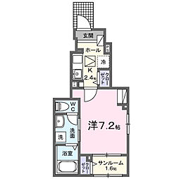 ティグレ 1Kの間取図画像
