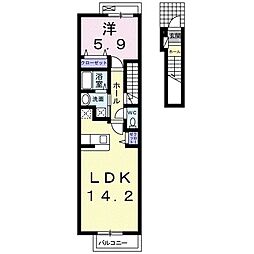 アウローラC 1LDKの間取図画像