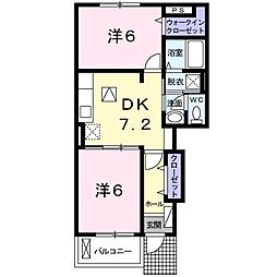 ソレイユS 2DKの間取図画像