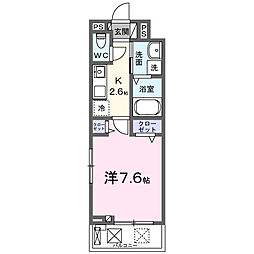 ヒカルサ川口里 1Kの間取図画像
