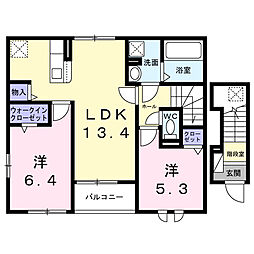 今井1丁目アパート(028751001) 2LDKの間取図画像
