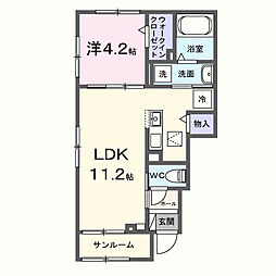 シェルエトワール 1LDKの間取図画像