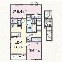 稲吉4丁目アパート(028452802) 2LDKの間取図画像