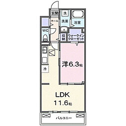 グレイスパークIII 1LDKの間取図画像