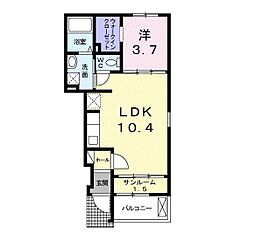 ラ・メゾン 1階1LDKの間取り