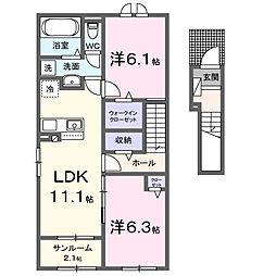 ドゥ・エスポワール 2LDKの間取図画像