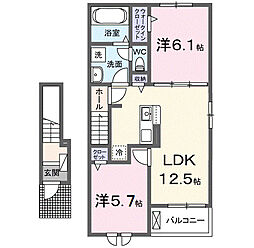 プティ・リス 2LDKの間取図画像