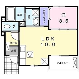 エリーゼA棟 1LDKの間取図画像