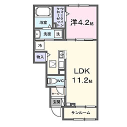 エルミタージュ今泉 1LDKの間取図画像