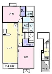 アルモニーヒルズB 2LDKの間取図画像