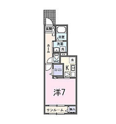 ペニーレイン 1Kの間取図画像