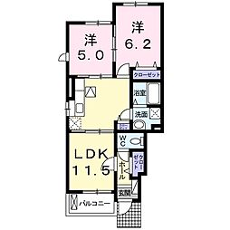 カルムフラン1 2LDKの間取図画像