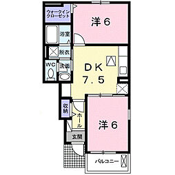 メゾンドセイラン1 2DKの間取図画像