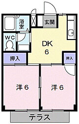 ハイツ三光 2DKの間取図画像