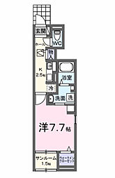 西条町御薗宇アパート B 1Kの間取図画像