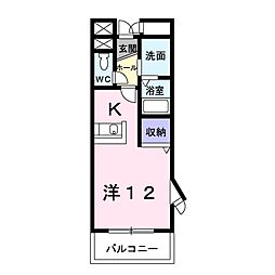 インペリアルA 1Kの間取図画像