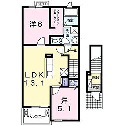 シンボリアニメイト2棟 2LDKの間取図画像