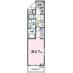パインレッド 1Kの間取図画像