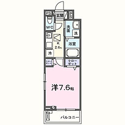 パインレッド 1Kの間取図画像