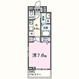パインレッド 1Kの間取図画像