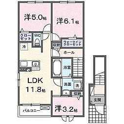 シンシア甲南I 3LDKの間取図画像
