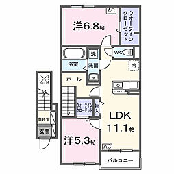 ミルキーウェイ 2LDKの間取図画像