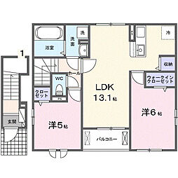 Kaunis 2LDKの間取図画像