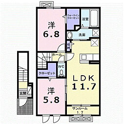 グランバージェIIB 2LDKの間取図画像