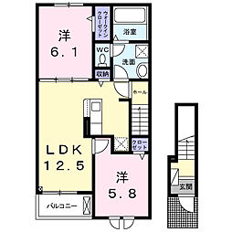 リアライズI 2LDKの間取図画像