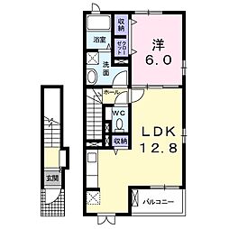 ベルクムント 1LDKの間取図画像