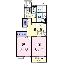 アドリアーノ 2DKの間取図画像