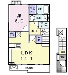 ブリギアンシー 1LDKの間取図画像