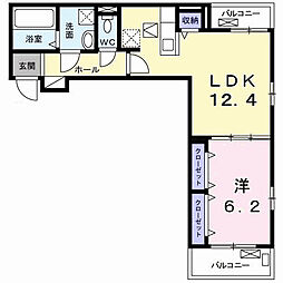 ラフィナート ナガタ 1LDKの間取図画像