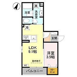 D-Grande弥生E 1LDKの間取図画像
