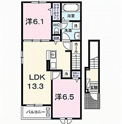 Pocky 2LDKの間取図画像