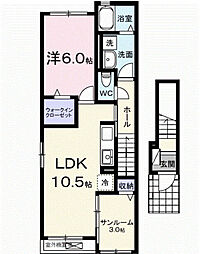 塩川アパート一期 1LDKの間取図画像