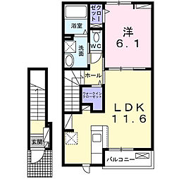 ガーデンハウス リーベ II 1LDKの間取図画像