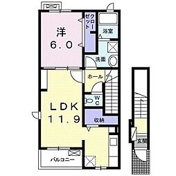 グロリア 1LDKの間取図画像
