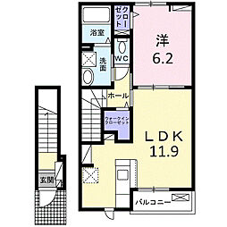 プルミエール 春 II 1LDKの間取図画像