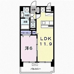 グローヴ・ガーデンE 1LDKの間取図画像