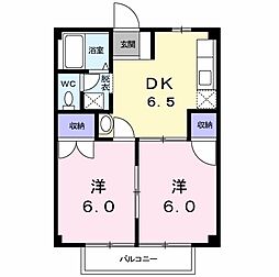 ラ・メール2 2DKの間取図画像