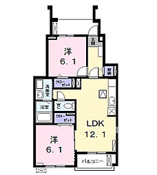 アロッジオ中野 2LDKの間取図画像