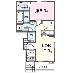 クレストコート緑台II 1LDKの間取図画像