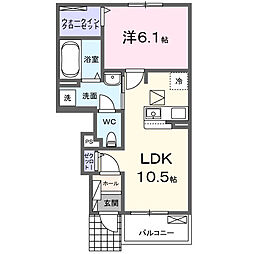 クレストコート緑台I 1LDKの間取図画像
