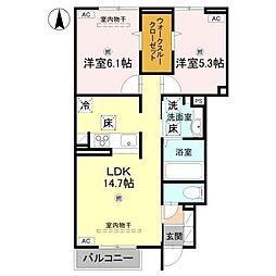 Lamure(ラミュール) 2LDKの間取図画像