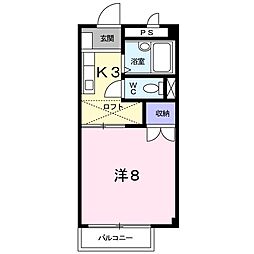 カーサ・ソレアード 1Kの間取図画像