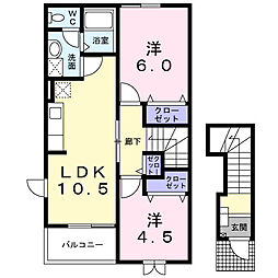 セントラル明日香A 2LDKの間取図画像