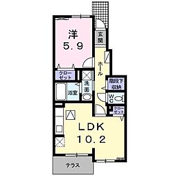 メゾンシエルフルール 1LDKの間取図画像