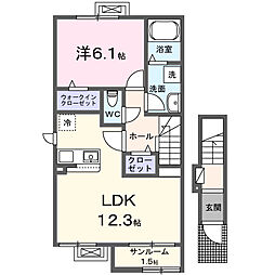 シズ・ボリーS 1LDKの間取図画像
