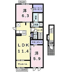 リズブラン フィル 2LDKの間取図画像